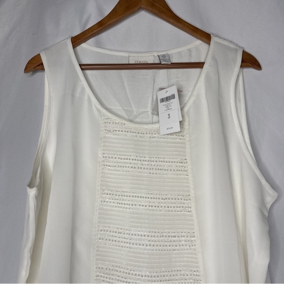 Chico’s Sleeveless Ecru Delicate Detail Tank Top NWT Sz 3 (16) - Picture 2 of 5